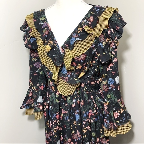 TOV Floral Houndstooth Ruffle High/Low Dress - Picture 4 of 6